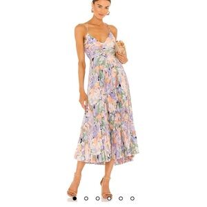 ASTR the Label Midi Blythe Dress in Coral Multi Pastel